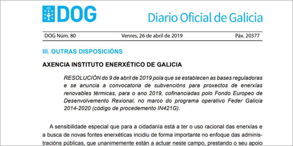 Resolución de 9 de abril bases reguladoras ayudas Galicia.
