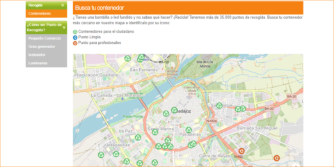 La asociación Ambilamp elabora un mapa interactivo con los puntos de reciclaje de bombillas y fluorescentes