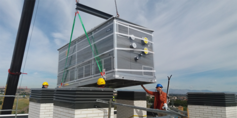 Equipos roof top de Adisa Heating para climatizar un complejo residencial con los máximos ahorros energéticos