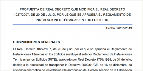 Abierta consulta pública del Proyecto de RD que modifica el Reglamento de Instalaciones Térmicas en los Edificios (RITE)