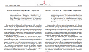 El Diari Oficial de la Generalitat Valenciana publicó la convocatoria el pasado 2 de agosto de 2019.