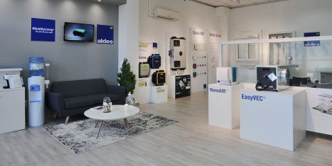 Showroom de Aldes en Leganés: exposición y sala de formación sobre equipos de ventilación en un mismo espacio