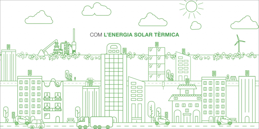 Campaña en Cataluña para fomentar la energía solar térmica. Ciudad. Edificios.