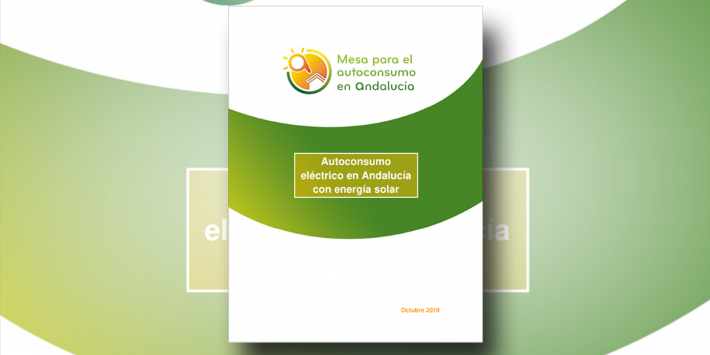 Portada de la guía "Autoconsumo eléctrico en Andalucía con energía solar" publicada por la Mesa para el Autoconsumo en Andalucía.
