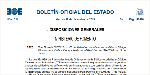Aprobado el Real Decreto que modifica el Código Técnico de la Edificación para mejorar la eficiencia energética de edificios