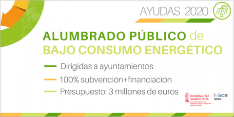 Abierta la convocatoria de ayudas de alumbrado de alta eficiencia en municipios de la Comunidad Valenciana