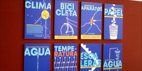 Carteles en los edificios municipales de Cádiz dentro de una campaña para promover la eficiencia energética