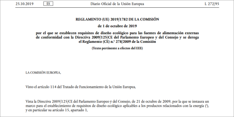 Desde el 1 de abril las fuentes de alimentación externas deben cumplir los requisitos europeos de diseño ecológico