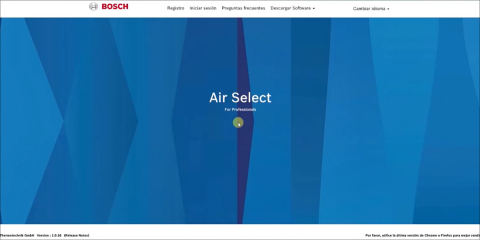 Tutorial Bosch Air Select. Iniciar sesión y crear proyecto