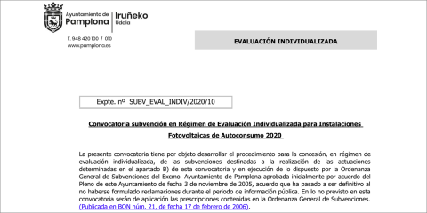 Ayudas para instalaciones fotovoltaicas residenciales de autoconsumo en Pamplona