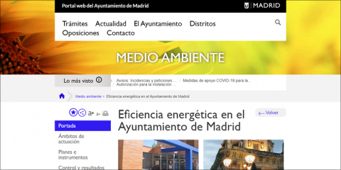El Ayuntamiento de Madrid generó en 2019 el 67,8% de la energía consumida