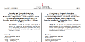 Publicación del decreto ley en el DOGV