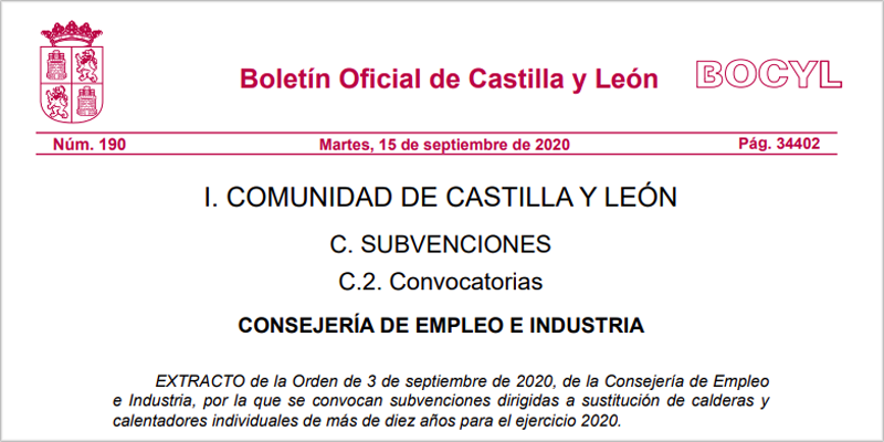 Castilla y León lanza el Plan Renove de calderas y calentadores con 198.000 euros