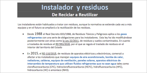 Nueva guía dirigida a instaladores para la gestión segura de residuos peligrosos