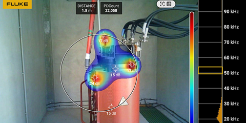 Cámara acústica de precisión ii910 de Fluke permite detectar descargas eléctricas y fugas