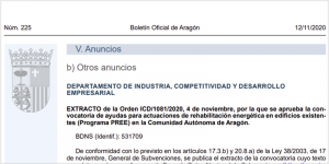 Publicación en el Boletín Oficial de Aragón