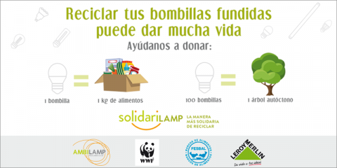 Solidarilamp, iniciativa solidaria de reciclaje de bombillas de Ambilamp y Leroy Merlin