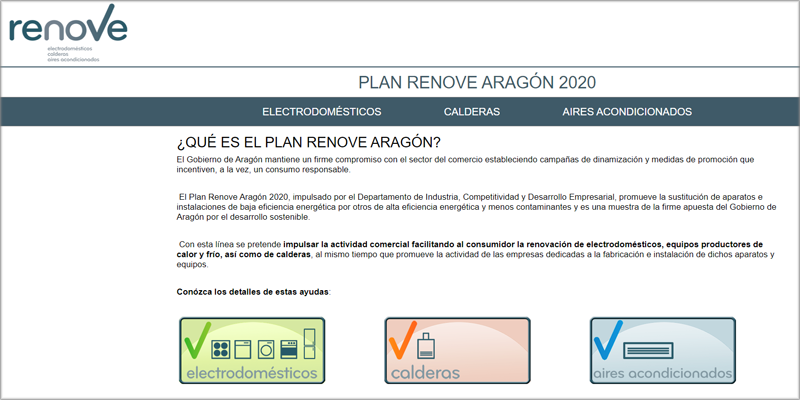 Aragón lanza el Plan Renove 2020 de calderas y electrodomésticos