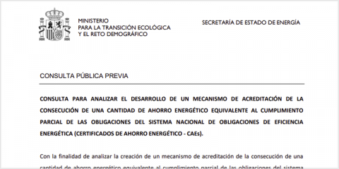 Consulta previa para crear un mecanismo de certificación de ahorro energético para empresas