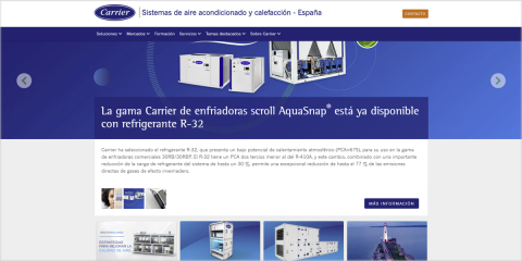 Información, formación y soporte técnico en climatización en la nueva web de Carrier