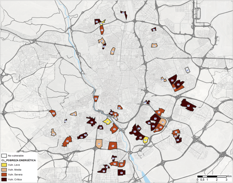 Plano de la ciudad de Madrid con resultados del estudio