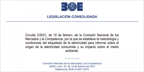 El consumidor podrá conocer el origen de la electricidad y su impacto medioambiental