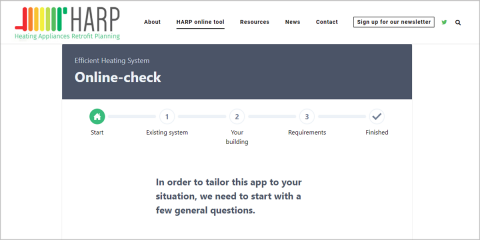 Herramienta online del proyecto Harp que evalúa la eficiencia de los sistemas de calefacción