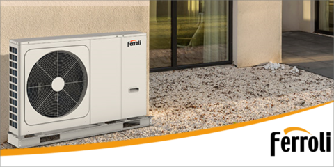 Nueva bomba de calor aire-agua de Ferroli que funciona por aerotermia con bajo consumo energético