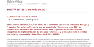 Publicación en el Boletín Oficial de Navarra