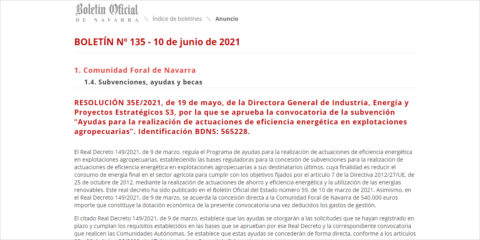 Navarra convoca ayudas para mejorar la eficiencia energética en explotaciones agropecuarias