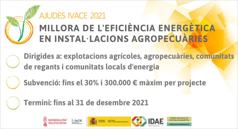 El Ivace destina 2,38 millones de euros para impulsar la eficiencia energética en las explotaciones agropecuarias