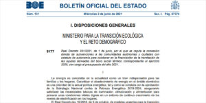 Publicación en el BOE del Real Decreto 391/2021 por el que se regula la concesión directa de subvenciones a las comunidades autónomas y ciudadescon estatuto de autonomía para colaborar en la financiación de la tramitación de las ayudas derivadas del bono social térmico correspondiente al ejercicio 2020, con cargo al presupuesto del año 2021.