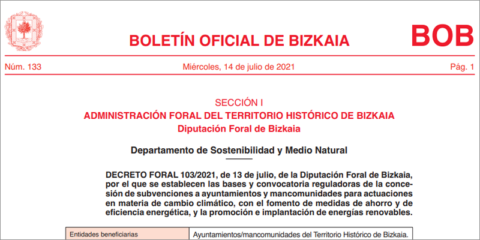 Subvenciones en Vizcaya para luchar contra el cambio climático en ayuntamientos y mancomunidades