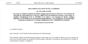 Nuevo reglamento europeo de diseño ecológico de motores eléctricos y variadores de velocidad.
