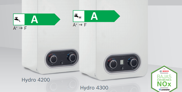 Calentadores atmosféricos Junkers Bosch, modelos Hydro 4300 e Hydro 4200.