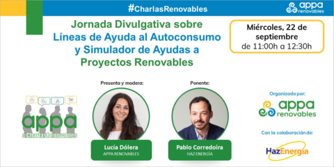 Jornada de APPA Renovables sobre las líneas de ayuda al autoconsumo convocadas por el IDAE