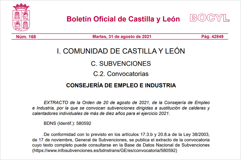 Plan Renove de Calderas y Calentadores en Castilla y León.