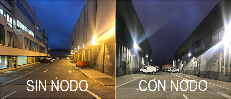 Comparativa de la iluminación con nodo y sin nodo