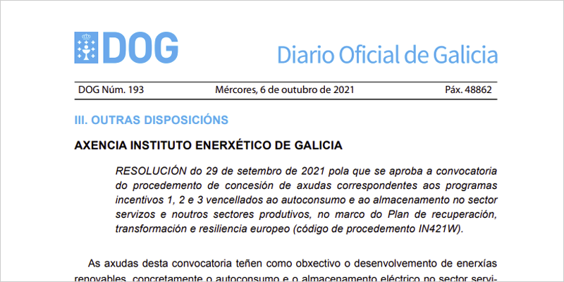 Publicación en el Diario Oficial de Galicia