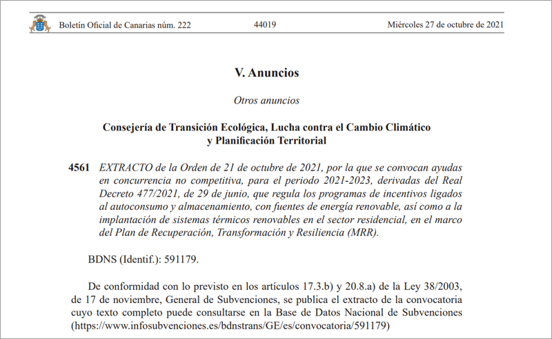 Convocatoria de incentivos del Gobierno de Canarias