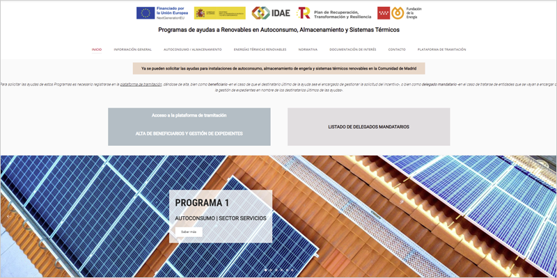 Programa de ayudas a renovables en autoconsumo, almacenamiento y sistemas térmicos