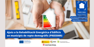 Anuncio original de las ayudas a la rehabilitación energética en municipios de reto demográfico de Cataluña.