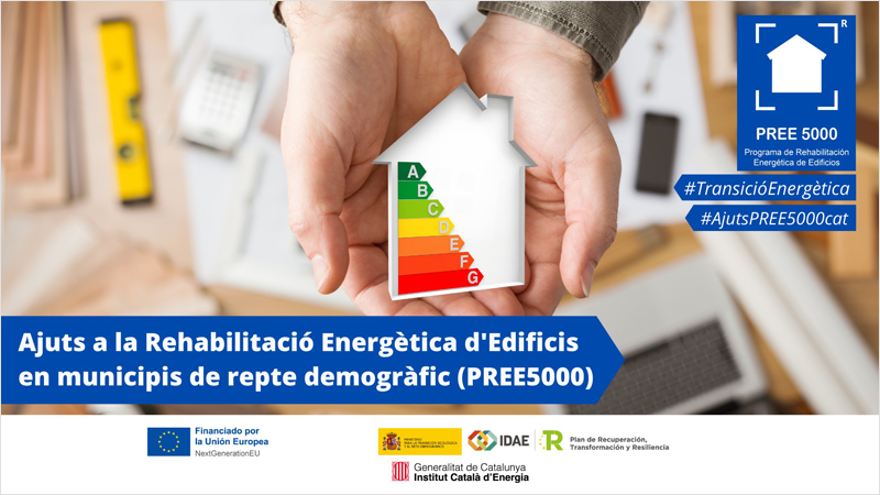 Anuncio original de las ayudas a la rehabilitación energética en municipios de reto demográfico de Cataluña.