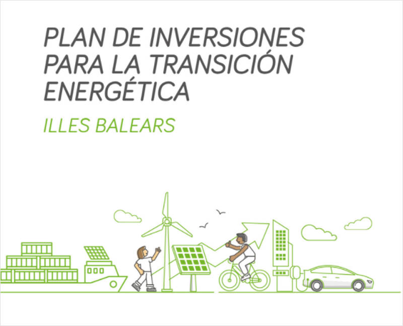 Cartel del plan de inversiones para la transición energética en las Islas Baleares.