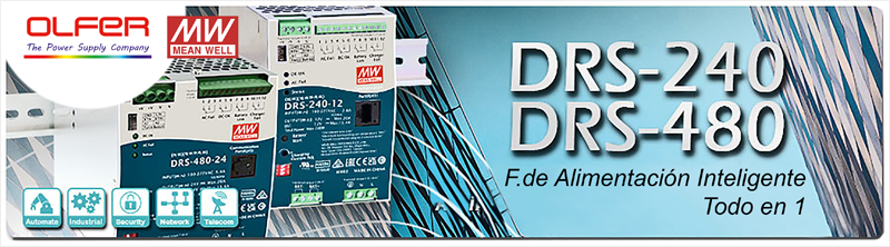 Fuentes de alimentación DRS-240 y DRS-480 distribuidas por Electrónica OLFER.