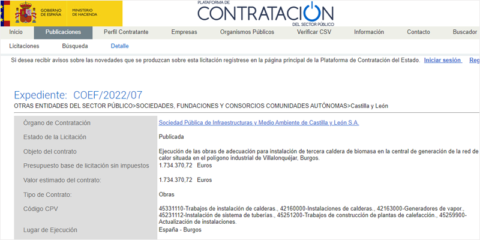 Sale a licitación la tercera caldera de biomasa en el polígono de Villalonquéjar de Burgos