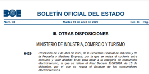 Mejoradas las condiciones para que una empresa pueda ser calificada como consumidor electrointensivo