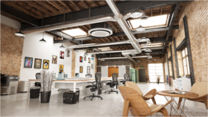 Habitación con aparatos de climatización de Samsung Climate Solutions.