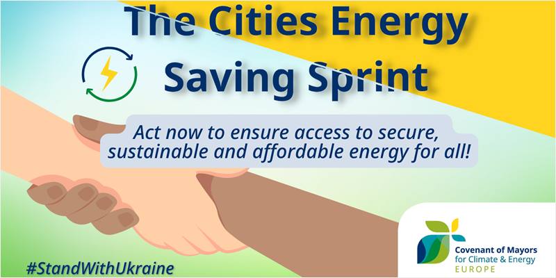 Cartel promocional de la iniciativa europea The Cities Energy Saving Sprint.