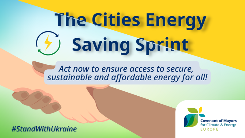 Cartel promocional de la iniciativa europea The Cities Energy Saving Sprint.